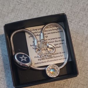 Silver Dallas Cowboys Star Charm Bracelet